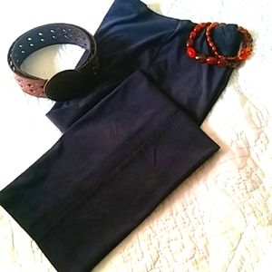 David Brooks Wide Leg Relaxed Fit Pants Navy Blue Contour Waistband Size 12